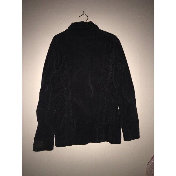 Worn Jeans Women Medium Button-Front Corduroy Jacket Pocket Black Stretch Casual - Picture 3 of 11